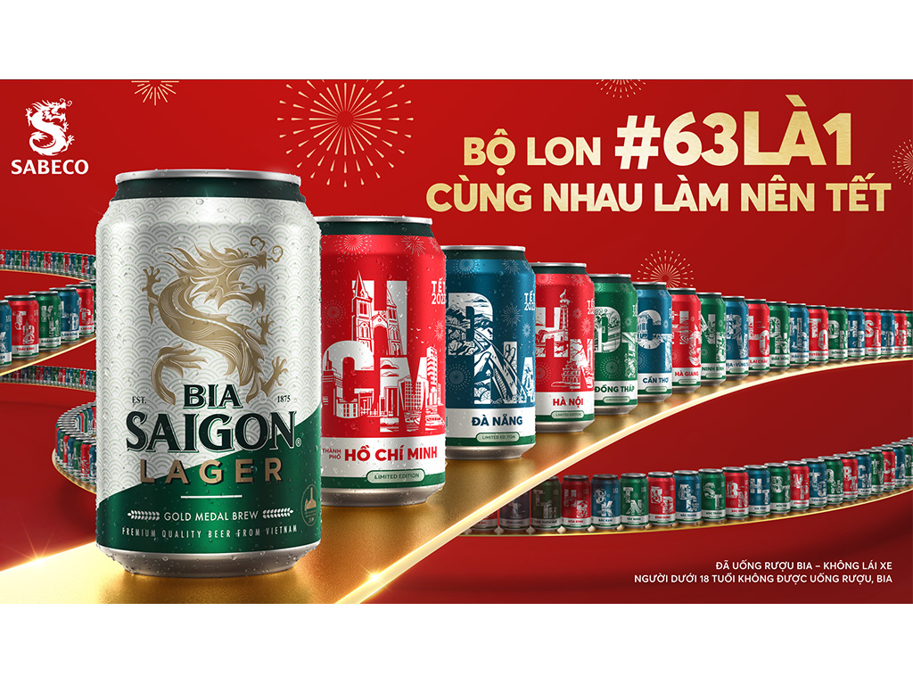 Thùng 64 lon bia Sài Gòn Lager 330ml phiên bản đặc biệt