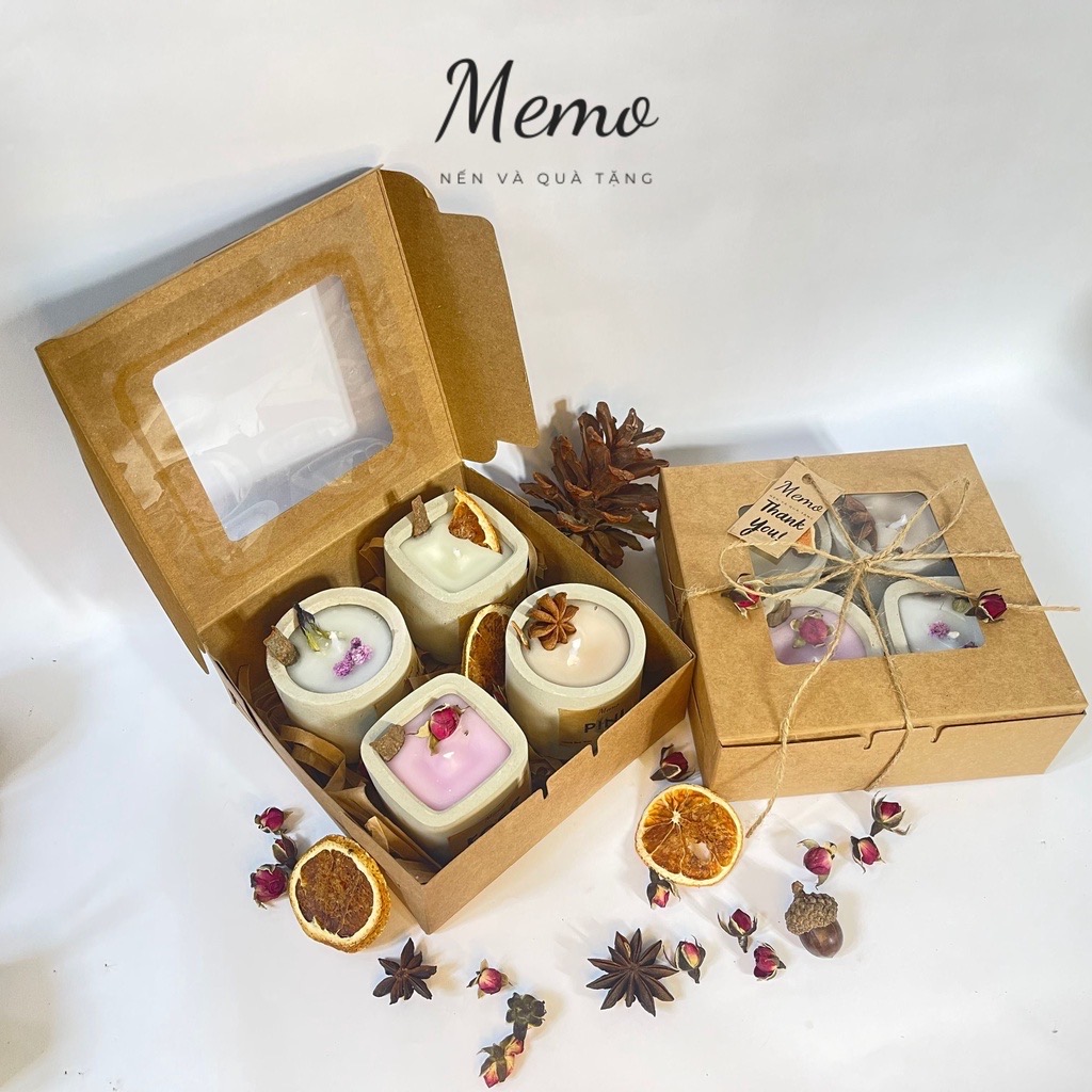 Hộp quà nến thơm, set quà nến thơm handmade tặng người yêu bạn gái ý nghĩa,  dễ thương