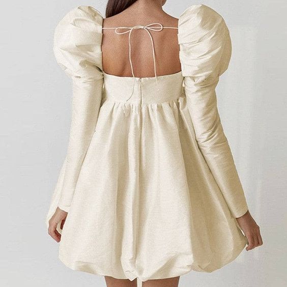 Đầm babydoll trắng phối viền HL17-28 | Thời trang công sở K&K Fashion