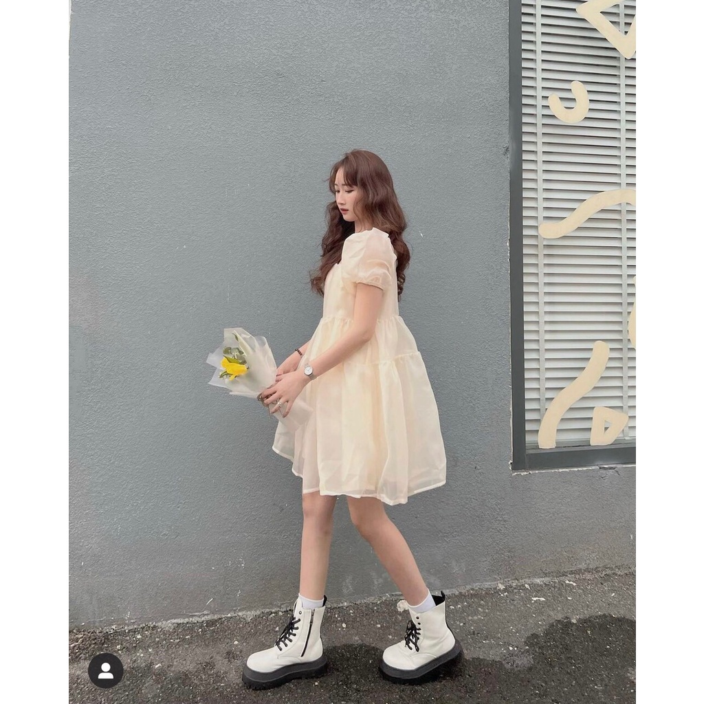 Váy babydoll dáng xoè phối cổ nơ màu be xinh xắn DB030 Hinata Nhật Bản –  Hinata - 日 本 の 品 質
